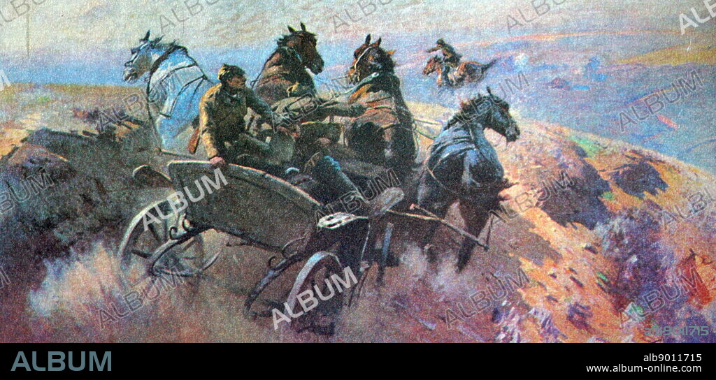 Tachanka 1925, painting by Mitrofan Grekova a volunteer of the Red Army in the ranks of the cavalry corps Budenny. The genre of his paintings is characteristic of wartime. Tachanka was an artillery array used during the Russian Civil War; horses harnessed to a conventional peasant car. A machine gun was fastened on board, and the crew numbered from two to three people. Battle painter Martyshchenko Mitrofan Pavlovich (1882 - 1957), was known as Mitrofan Grekov.