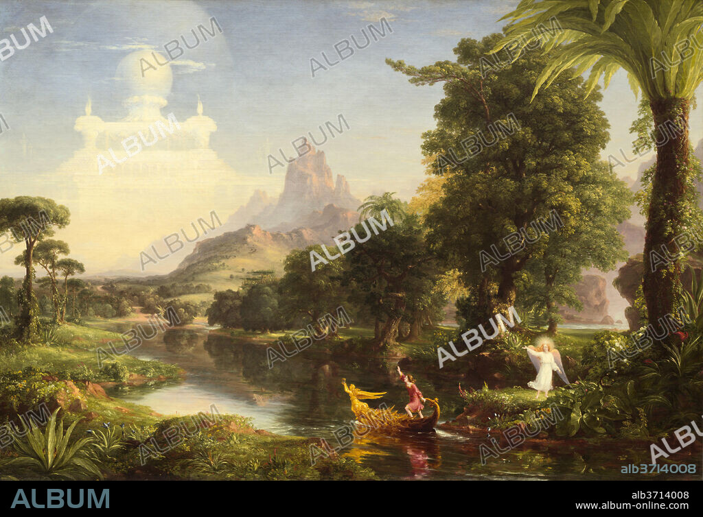 THOMAS COLE. The Voyage of Life: Youth. Dated: 1842. Dimensions: overall: 134.3 x 194.9 cm (52 7/8 x 76 3/4 in.)  framed: 162.6 x 224.5 x 17.7 cm (64 x 88 3/8 x 6 15/16 in.). Medium: oil on canvas.