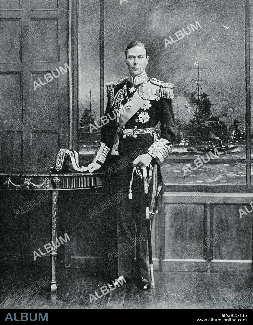 George VI, Admiral of the Fleet in the Royal Navy, 1936. The future King George VI (1895-1902) served in the Navy from 1910 until 1918, seeing action during World War I at the Battle of Jutland on board HMS 'Collingwood'. He became an Admiral of the Fleet upon his accession to the throne. A plate from the Illustrated London News: Coronation Record Number, London, 1937.