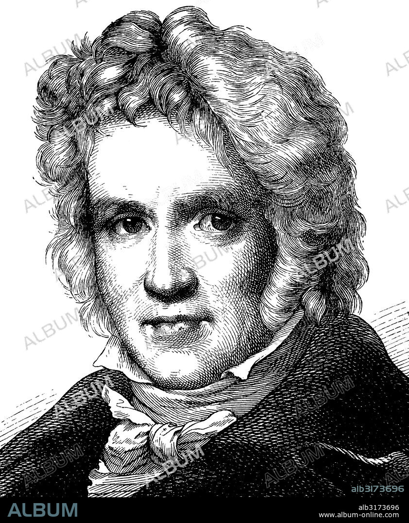 Digital improved image of friedrich wilhelm bessel, 1784 - 1846, astronomer, portrait, historical illustration, 1880.