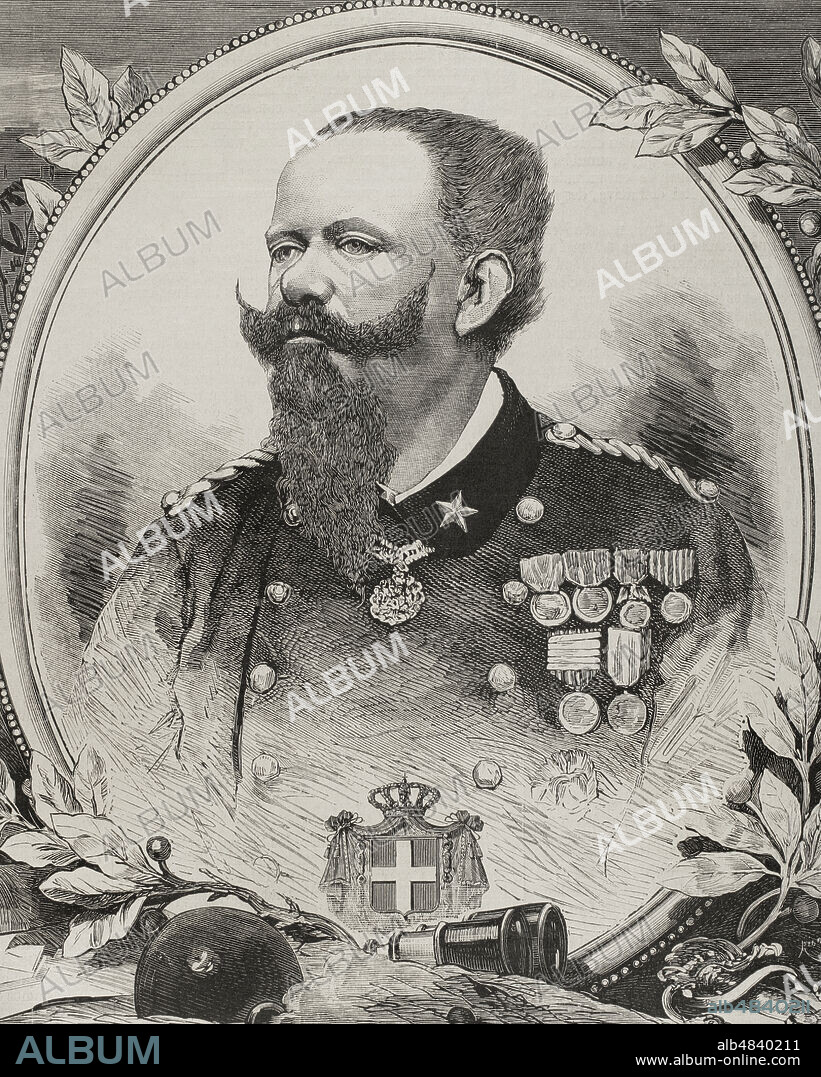 BERNARDO RICO (1825-1894). SPANISH PAINTER AND ENGRAVER.. Victor Emmanuel II of Italy (1820-1878). King of Sardinia (1849-1861) and Italy (1861-1878). He became the first. He became the first king after the Italian unification. Engraving by Rico. La Ilustración Española y Americana, 1878.