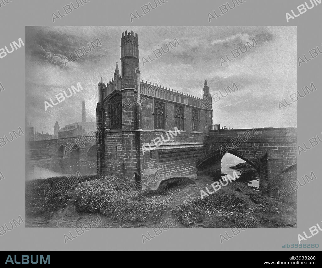 St. Mary's Chantry, Wakefield c1900. The Chantry Chapel of St Mary the Virgin, Wakefield, is a chantry chapel in Wakefield, West Yorkshire, England, and is designated a Grade I Listed building. It is located south of the city centre on the medieval bridge over the River Calder. From Sights and Scenes in England and Wales. [Cassell and Company Ltd., c1900].