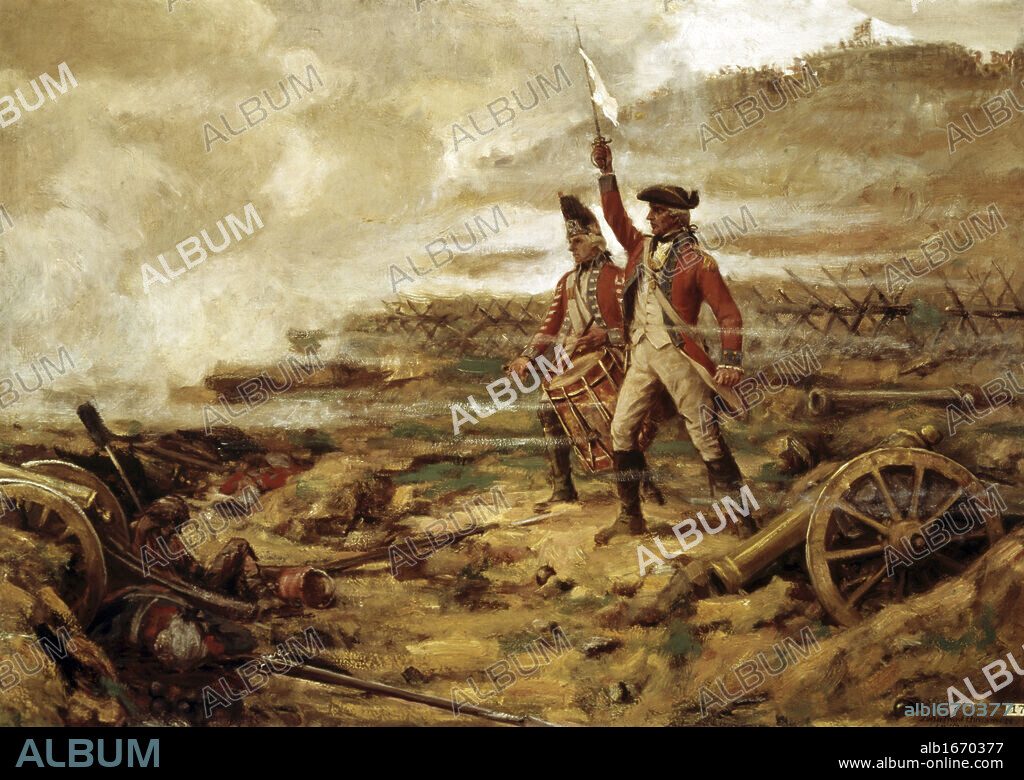 JOHN WARD DUNSMORE. Surrender At Yorktown (Call To Parley) by John Edward Dunsmore, 1781, 1856-1945.