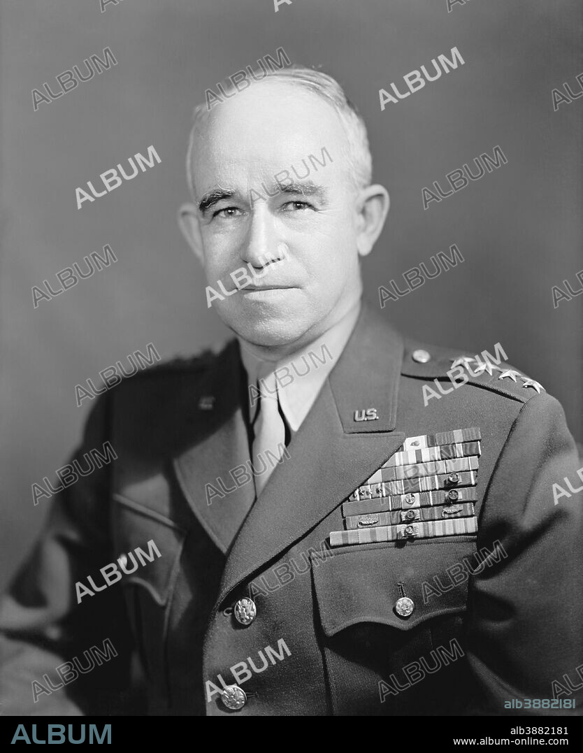 Digitally restored vintage WW2 photo of General Omar Nelson Bradley.