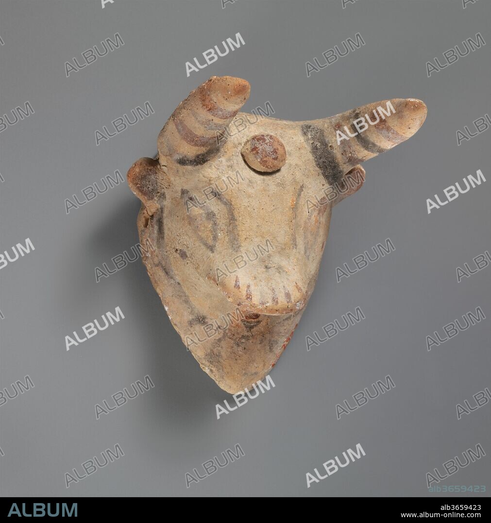 Terracotta bull's mask. Culture Cypriot. Dimensions H. 4 1/8 in. (10.