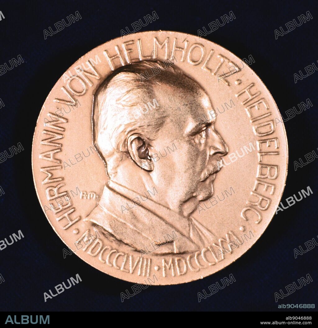 Hermann Ludwig Ferdinand von Helmholtz, 1907. Helmholtz (1821-1894), German physicist and physiologist, inventor of the ophthalmascope (1850), was distinguished in a number of fields including mathematics and mathematical and experimental physics. Obverse of a commemorative medal struck to mark the International Physiological Congress in 1907.