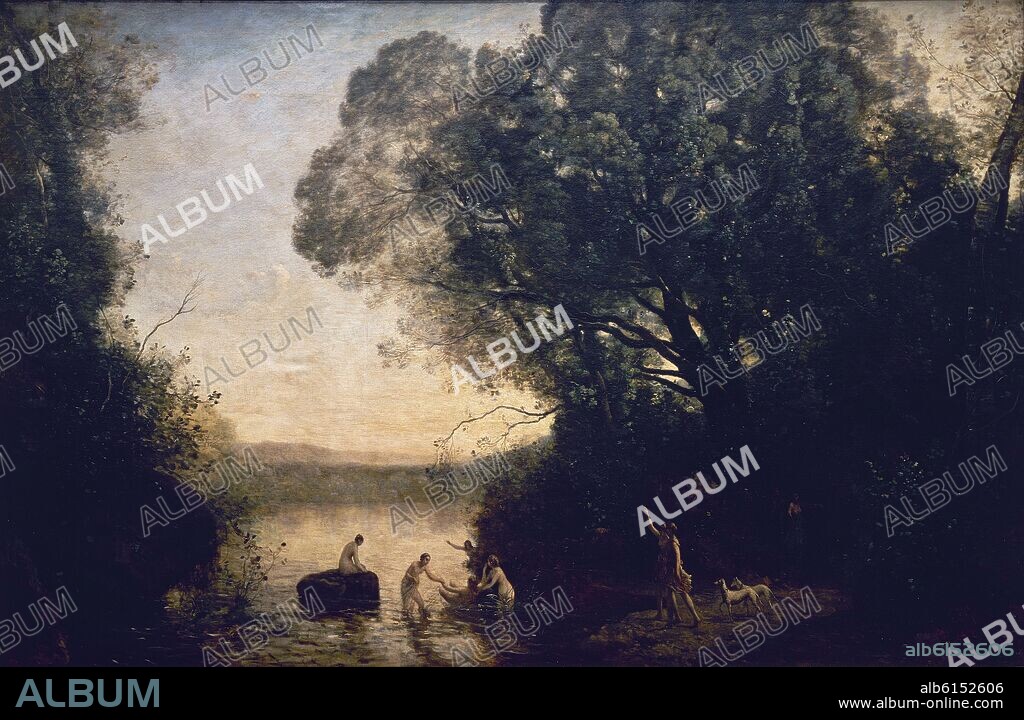JEAN BAPTISTE CAMILE COROT. EL BAÑO DE DIANA - SIGLO XIX.