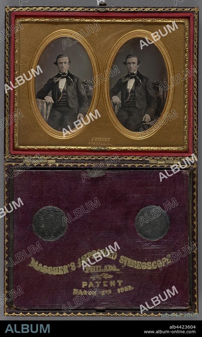 Portrait of Jerome Keyes, Jeremiah Gurney (American, 1812 - 1895), about 1854, Stereograph, daguerreotype, hand-colored.