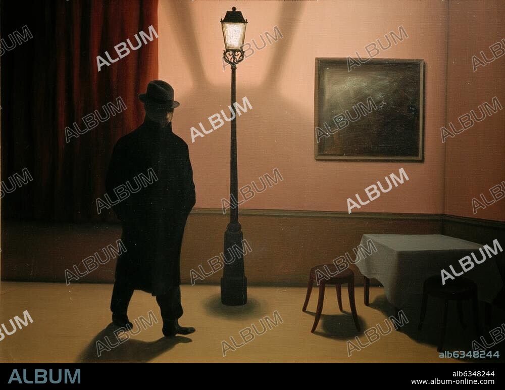 RENÉ MAGRITTE. Magritte, René. 1898-1967. "Le Noctambule, Le Réverbère" (The sleepwalker, the streetlamp), 1927/28. Oil on canvas, 55 × 74 cm. Inv. No. G 420. Essen, Museum Folkwang.