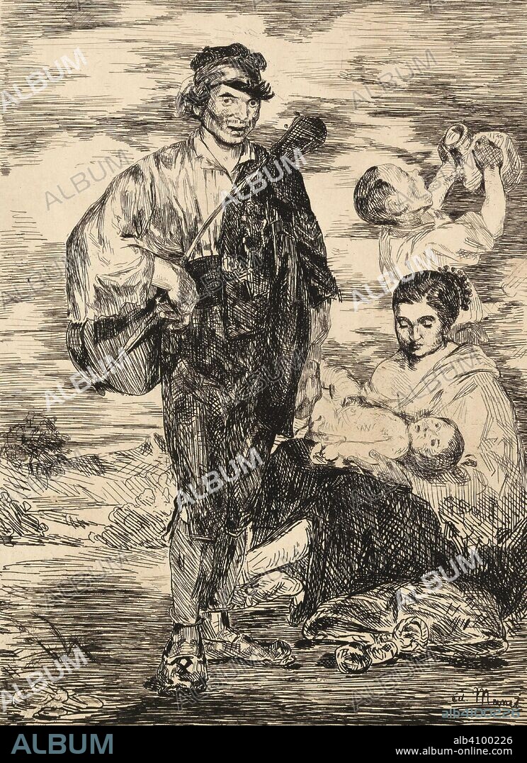 EDOUARD MANET. The Gypsies (Les gitanos). Dimensions: 51.8 cm x 35.8 cm, 31.4 cm x 24 cm, 28.2 cm x 20.8 cm.