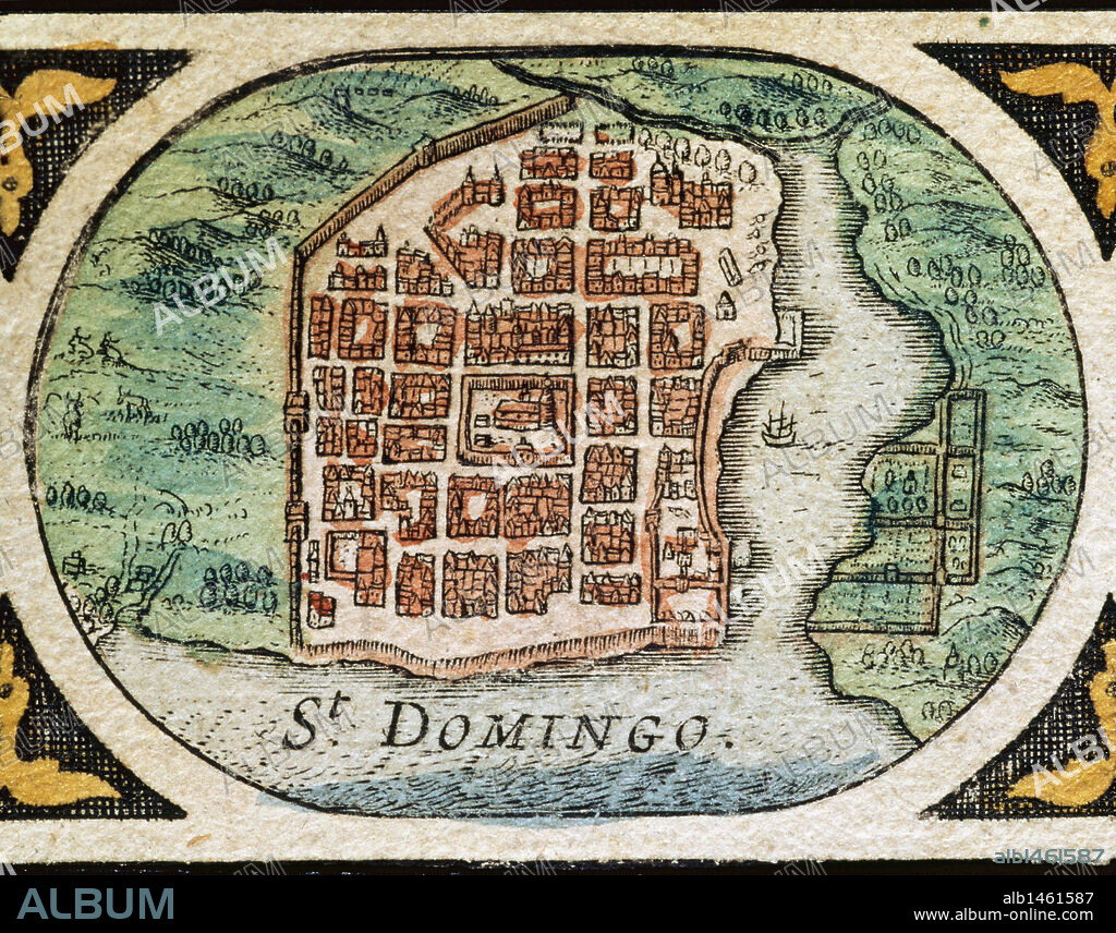 Santo Domingo (Dominican Republic). Hispaniola. Map in 1646.