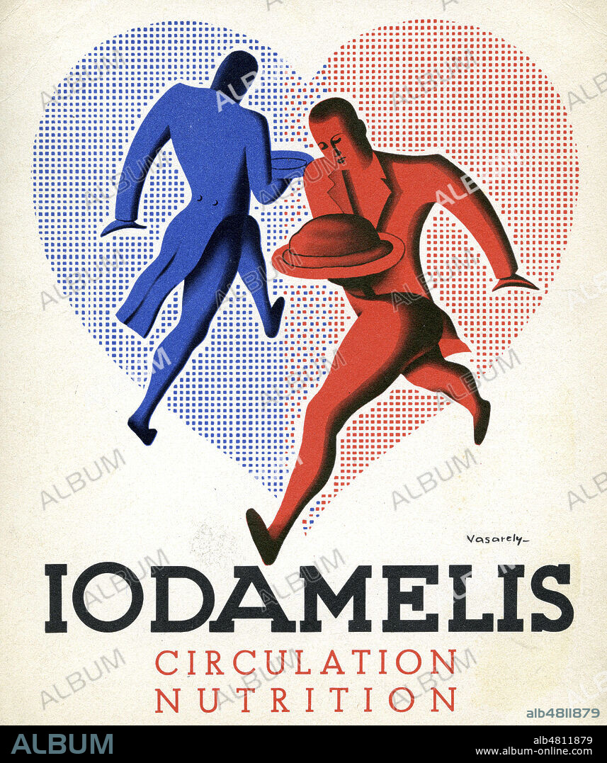 'IODAMELIS, circulation, nutrition'. Publicite medicale issutree par Victor VASARELY (1906-1997) vers 1945. ADAGP. Credit : Collection KHARBINE-TAPABOR.