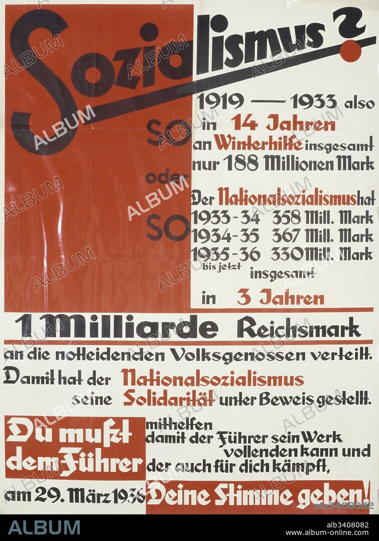 (pro-Nazi), propaganda poster for the German national election in march 1936..
