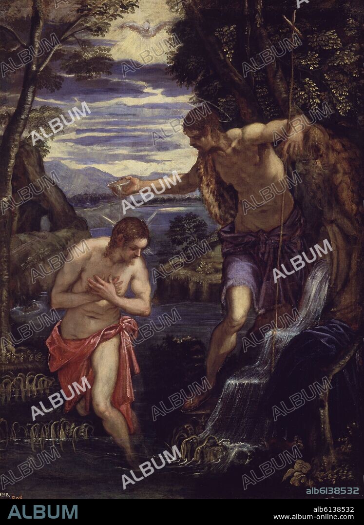 JACOPO COMIN-JACOBO ROBUSTI-TINTORETTO. BAUTISMO DE CRISTO - HACIA 1585 - OLEO/LIENZO - 137 cm x 105 cm - RENACIMIENTO ITALIANO.