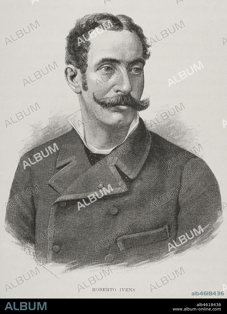 Roberto Ivens (1850-1898). Marino y explorador portugués de Africa. Grabado. El Congo y la Creación del Estado Independiente de este nombre. Historia de los Trabajos y Exploraciones Verificados, por Enrique M. Stanley. Editada en Barcelona, hacia 1890. España.