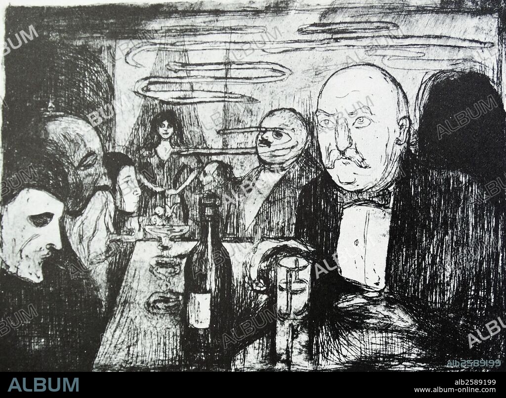 Work entitled Kristiania Bohemen (II) by Norwegian artist Edvard Munch (1863-1944). This work was produced in 1895.