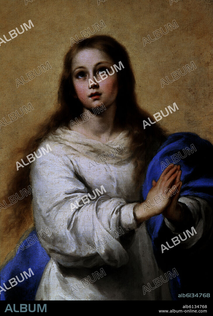 BARTOLOME MURILLO (1618-1682). LA CONCEPCION LLAMADA DEL ESCORIAL - DETALLE - 1660/1665 - O/L - NP 972 - BARROCO ESPAÑOL - CONJUNTO Nº 15691.