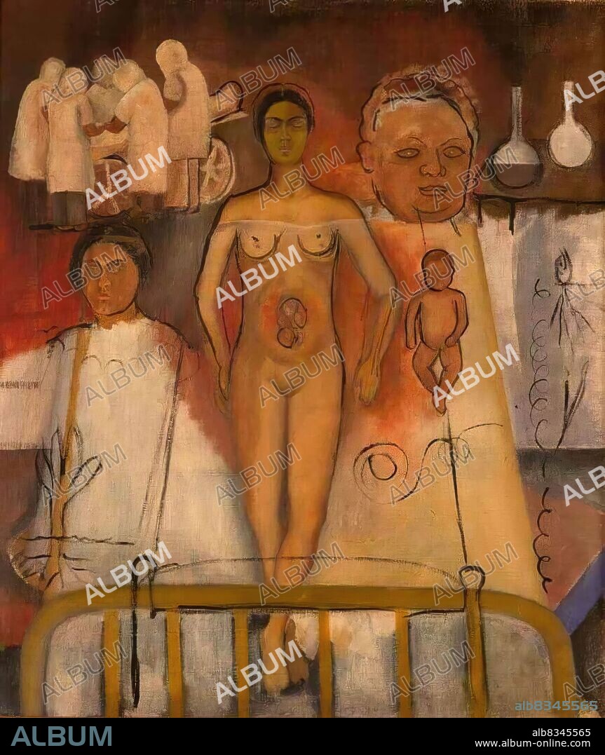 Frida Kahlo / 'Frida and Cesarean Operation', 1931, Oil on canvas, 62 x 73 cm. Museo Frida Kahlo.