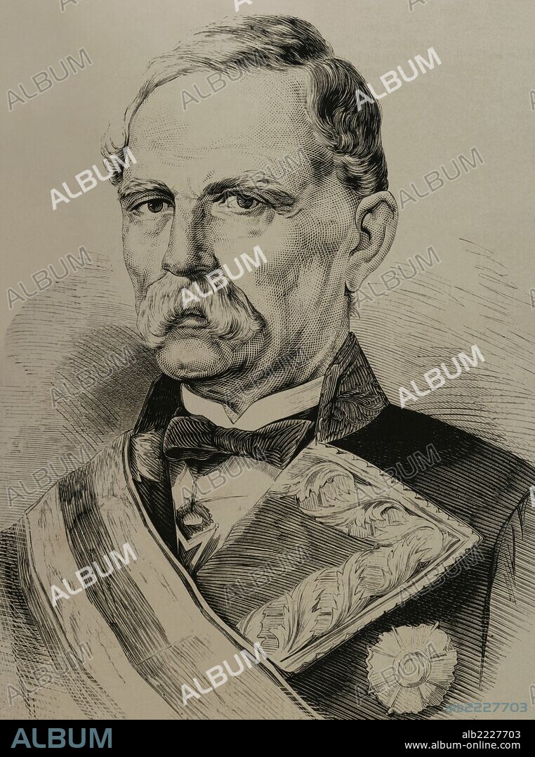 MANUEL DE LA SERNA Y HERNANDEZ PINZON (1804-1878). Militar español. Marqués de Irun. Participó en las Guerras Carlistas. Capitán General de Puerto Rico. Grabado de "La Ilustración Española y Americana", 1878.