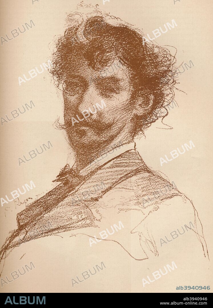 'Portrait of Whistler', 1880 (1903-1904). A portrait of the artist James Abbott McNeill Whistler (1834-1903). From The Studio Volume 30. [The Offices of the Studio Ltd., London, 1903-1904].