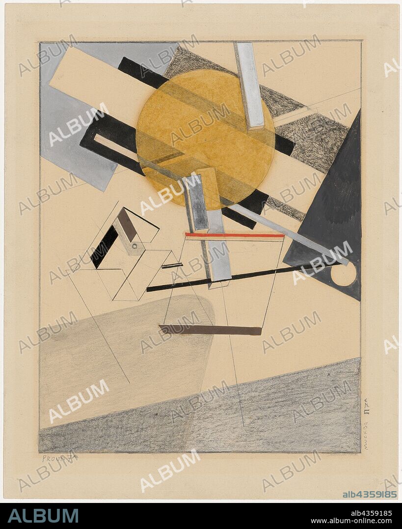 Proun 7A, collage, pencil, pen with Indian ink, single-line rectangle edging, picture: 18 x 14.1 cm |, Leaf: 21.8 x 17.4 cm, U. l., marked in pencil: PROUN 7A, r., inscribed on the picture border: MUCKBA N 7A, El Lissitzky, Pochinok/Smolensk 1890–1941 Moskau.