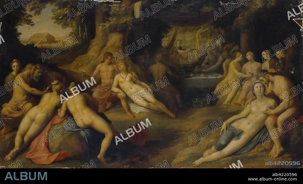 CORNELIS CORNELISZ. VAN HAARLEM. 'Sinners before the Flood'. Holland, 1594. Dimensions: 93,3x165 cm.