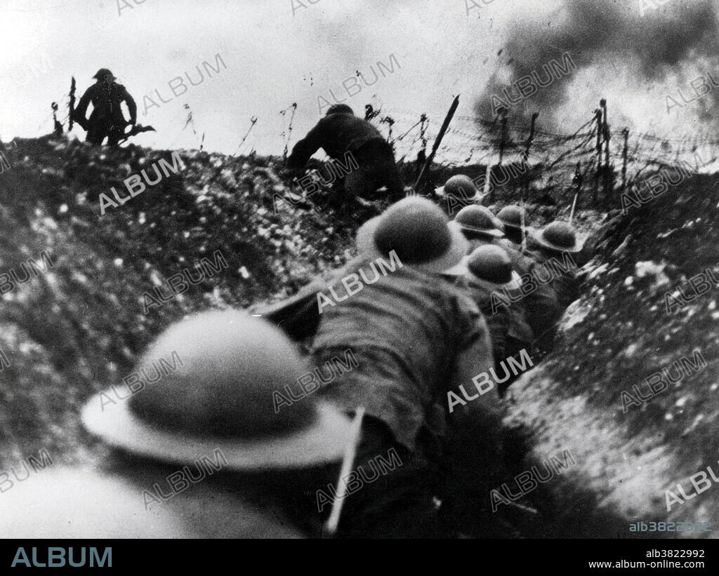 Trench warfare has become a powerful symbol of the futility of war. The image of young men going "over the top" (over the parapet of the trench, to attack the enemy trench line) into a maelstrom of fire leading to near-certain death. Trench warfare is a form of land warfare using occupied fighting lines consisting largely of trenches, in which troops are significantly protected from the enemy's small arms fire and are substantially sheltered from artillery. The most prominent case of trench warfare is the Western Front in World War I. Both sides constructed elaborate trench and dugout systems opposing each other along a front, protected from assault by barbed wire. The area between opposing trench lines (no man's land) was fully exposed to artillery fire from both sides. Attacks, even if successful, often sustained severe casualties. The common infantry soldier had only a few weapons to use in the trenches: the rifle, bayonet, and hand grenade.