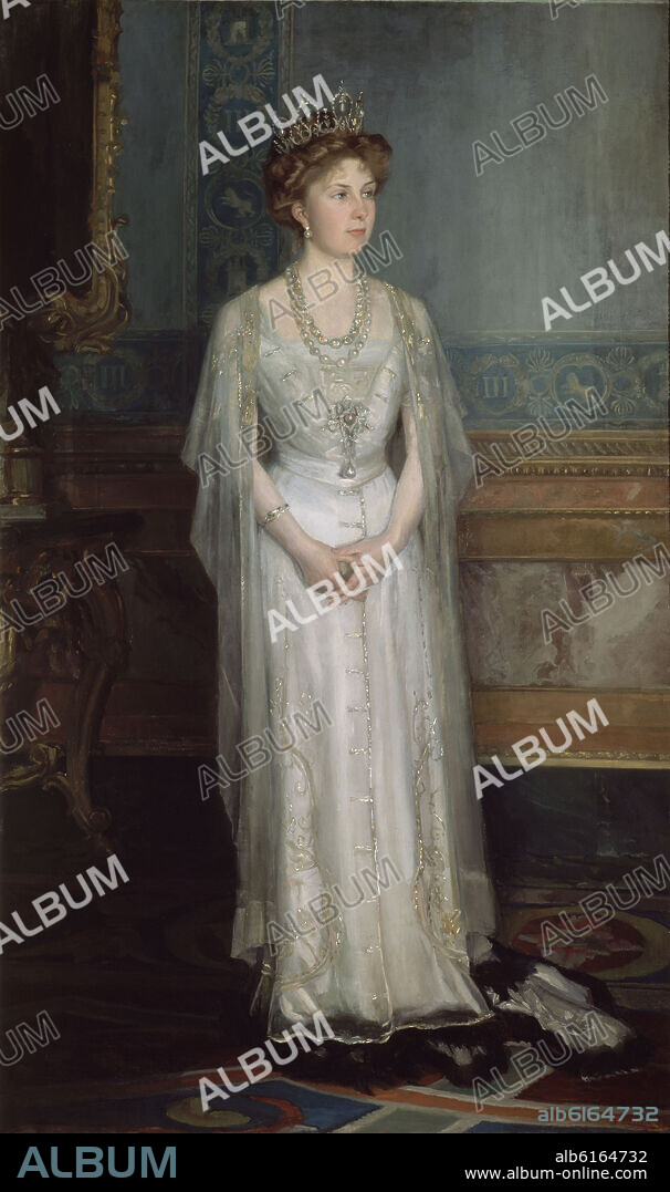 LUIS MENENDEZ PIDAL (1860-1932). RETRATO DE LA REINA VICTORIA EUGENIA - 1909-1911 - L 2,12 x 1,28 - Nº INVENTARIO 82.