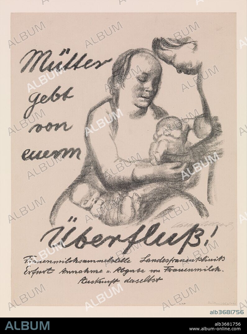 KÄTHE KOLLWITZ. Mothers, Give from your Abundance (Mütter gebt von eurem Überfluss). Artist: Käthe Kollwitz (German, Kaliningrad (Königsberg) 1867-1945 Moritzburg). Dimensions: sheet: 20 7/8 x 16 in. (53.1 x 40.7 cm). Date: 1926.