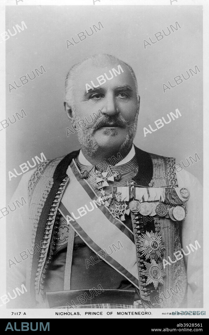 Nicholas, Prince of Montenegro, c1900s(?). Nicholas (1841-1921) became the only King of Montenegro in 1910, reigning until 1918, after which his country was annexed by Serbia as a province of the newly founded Kingdom of the Serbs, Croats and Slovenes.