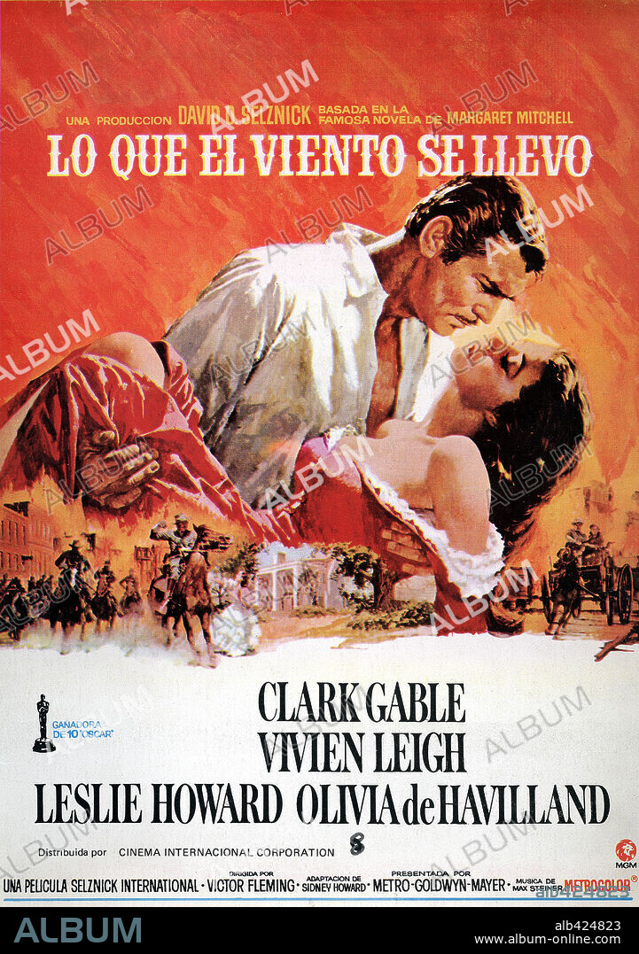 Poster de LO QUE EL VIENTO SE LLEVÓ, 1939 (GONE WITH THE WIND), dirigida por GEORGE CUKOR y VICTOR FLEMING. Copyright M.G.M.
