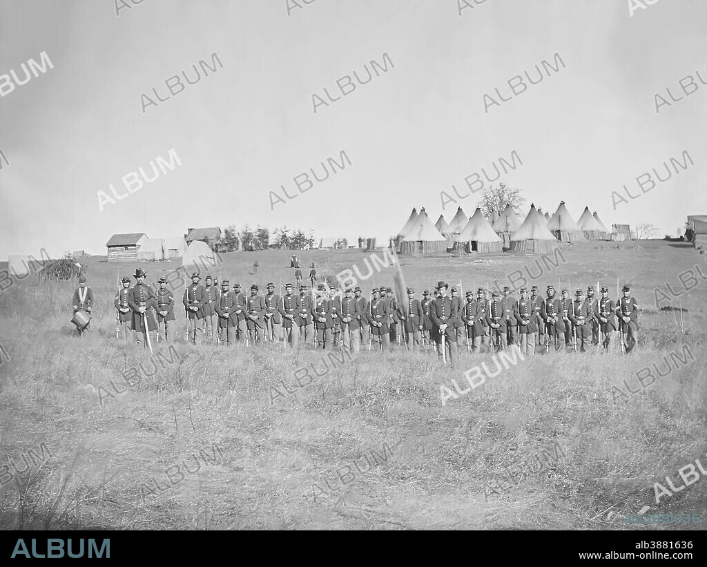 Infantry on parade during American Civil War, 1861 -1865. This photo has been digitally restored.