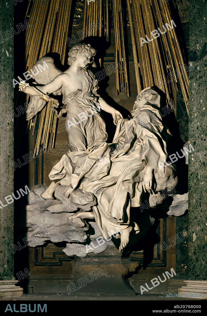 GIAN LORENZO BERNINI. Italian school. The Ecstasy of Saint Therese. 1645-1652. Marble. Rome, Santa Maria della Vittoria Church.
