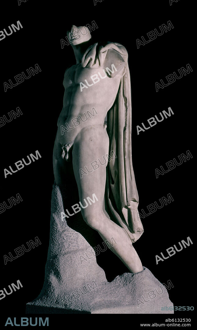 TRAJANO REPRESENTADO COMO ARES GUERRERO-ESCULTURA ROMANA-EPOCA IMPERIAL.