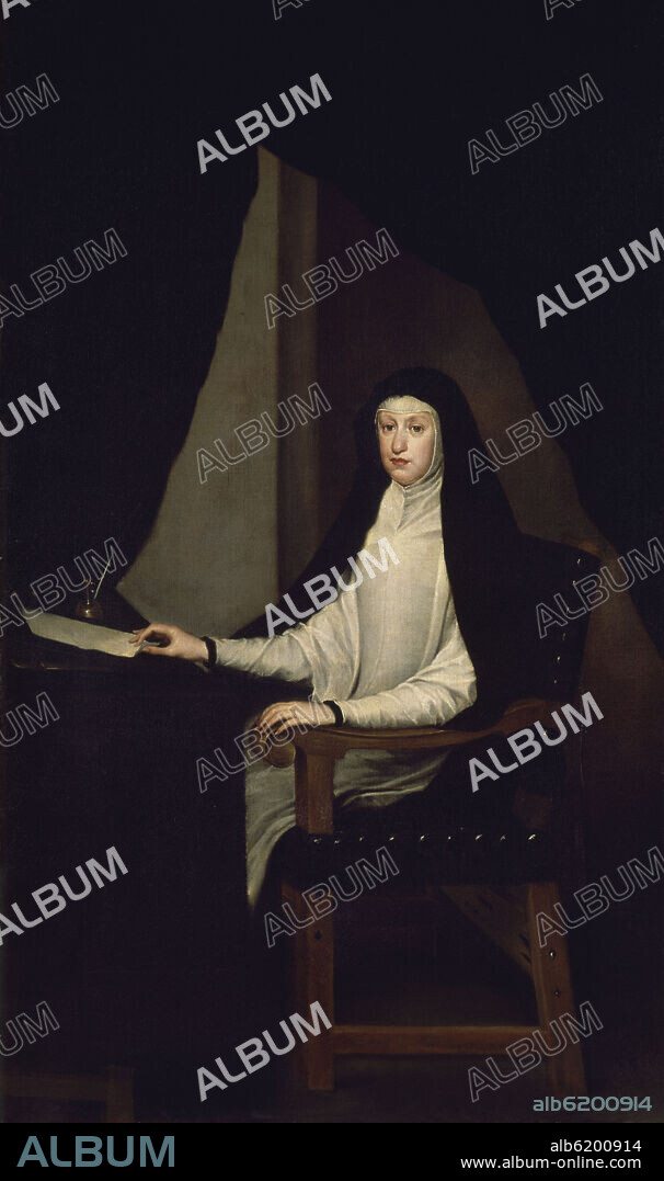 JUAN DE CARREÑO MIRANDA (1614-1685). 'La Reina Mariana de Austria con tocas de viuda', c. 1675, Oil on canvas, 123 x 206 cm.