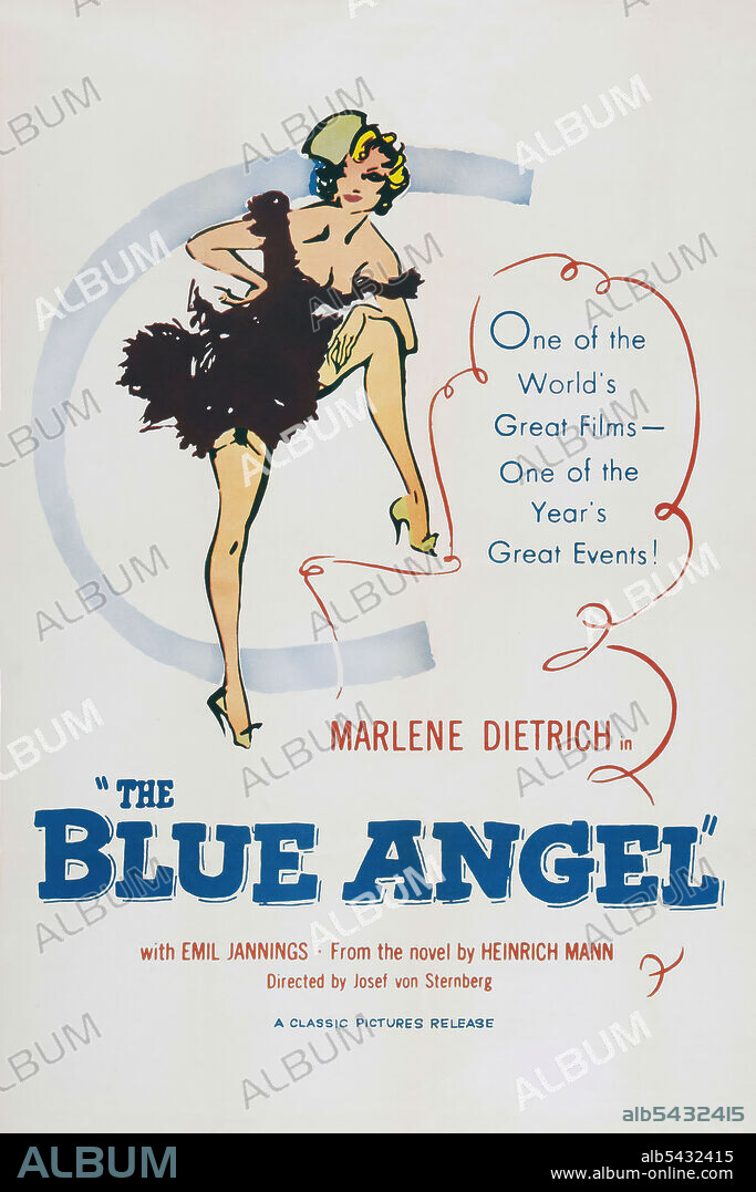 Plakat zu DER BLAUE ENGEL, 1930, unter der Regie von JOSEF VON STERNBERG. Copyright U.F.A.