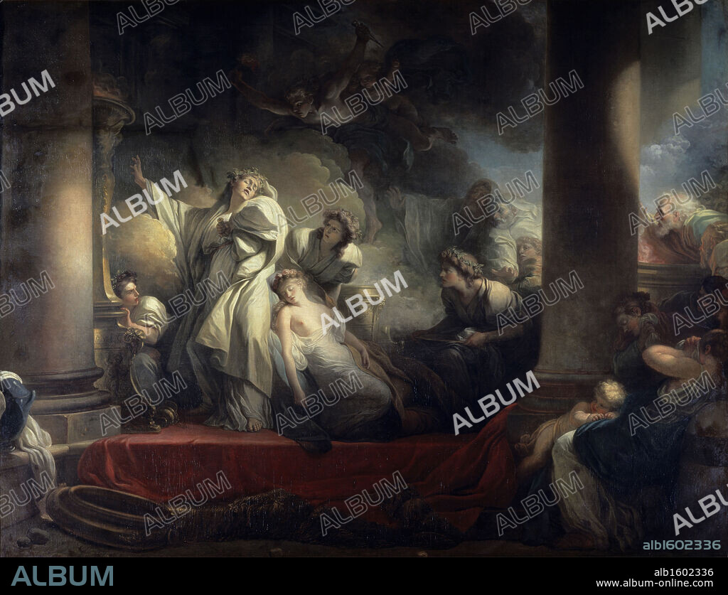 JEAN-HONORÉ FRAGONARD. The High Priest Coresus Sacrifices Himself to Save Callirhoe   1760   Jean Honor Fragonard (1732-1806/French)   Muse du Louvre, Paris.