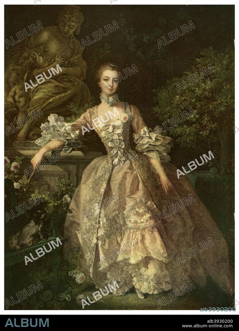 Marquise de Pompadour, 1759 (1956). Born Jeanne-Antoinette Poisson, Madame de Pompadour (1721-1764) was the mistress of Louis XV of France. From the Wallace Collection, London. A print from People, a volume about the origin and early history of many things, common and less common, essential and inessential, by Readers Union, the Grosvenor Press, London, 1956.