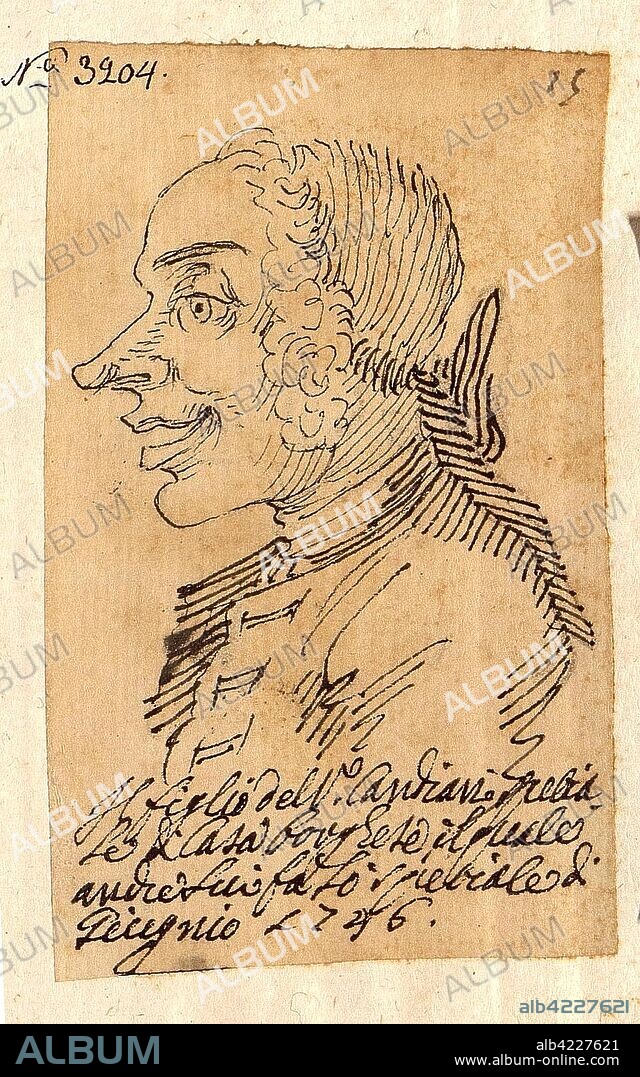 PIER LEONE GHEZZI. 'Caricature Head of a Man with a Long Nose'. Italy, 1746. Dimensions: 9,3x5,9 cm.