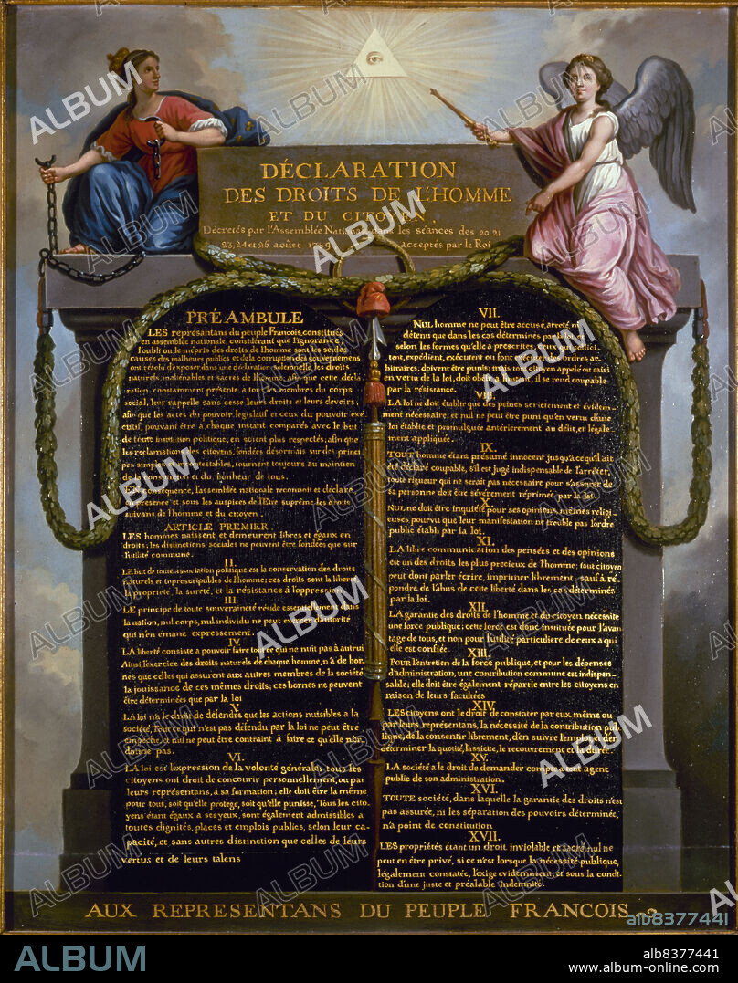 JEAN JACQUES FRANçOIS LE BARBIER. Declaration of the Rights of Man and of the Citizen, c1789.