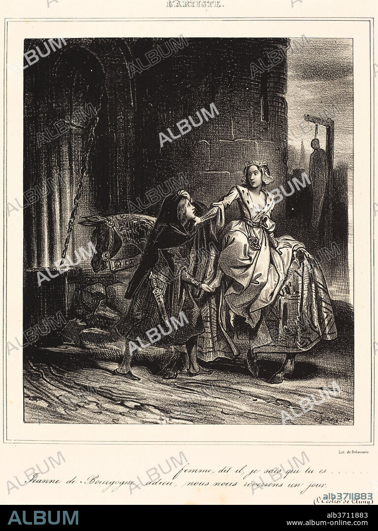 ACHILLE DEVERIA. Jeanne de Bourgogne. Medium: lithograph on wove paper.