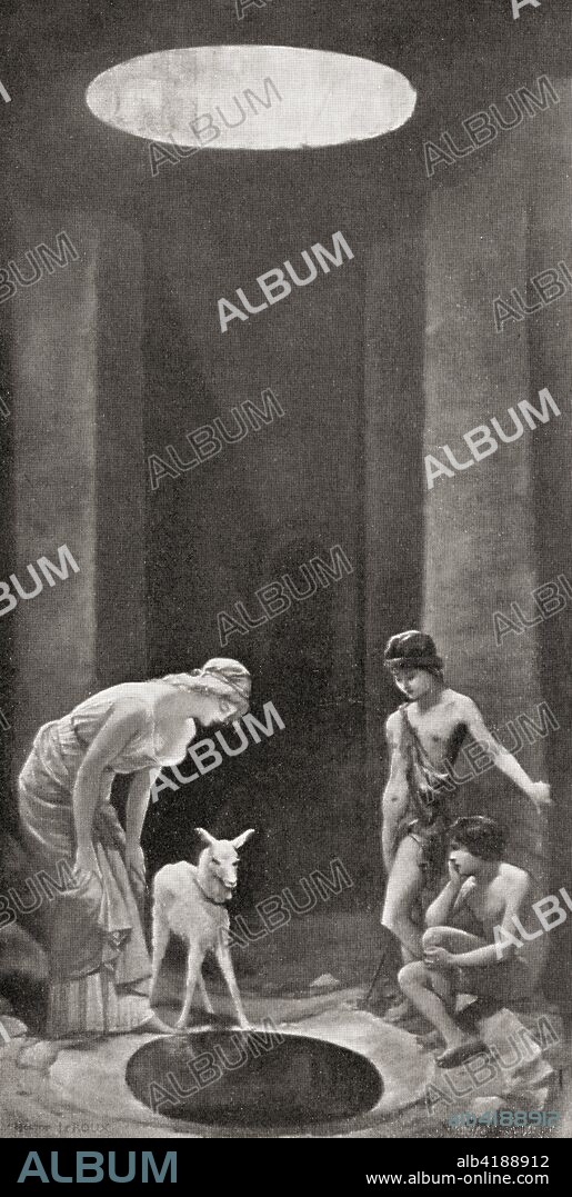 The Lupercal.  Romulus and Remus were said to have been nurtured in the Lupercal where annually the priests met on the 15 February to sacrifice dogs and goats to Lupercus, the god of fertility.  From Hutchinson's History of the Nations, published 1915.