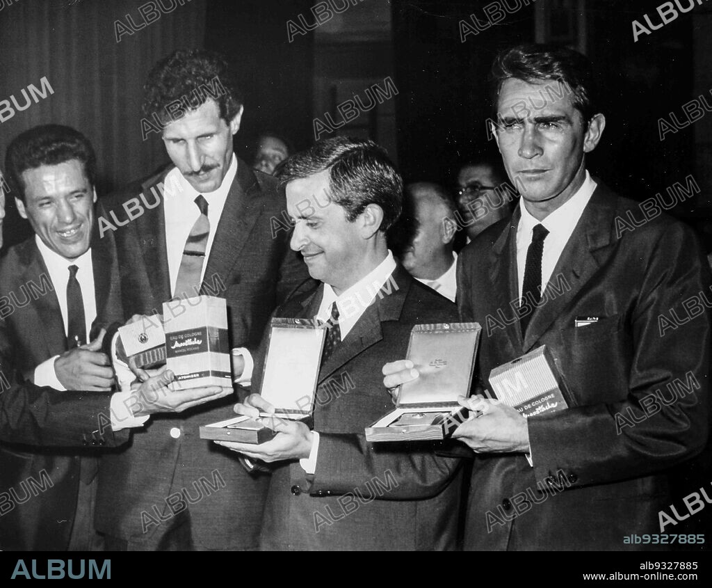 Franco Franchi, Ciccio Ingrassia, Paolo Panelli and Walter Chiari, Maschere D'Argento Prize, Rome 1962.