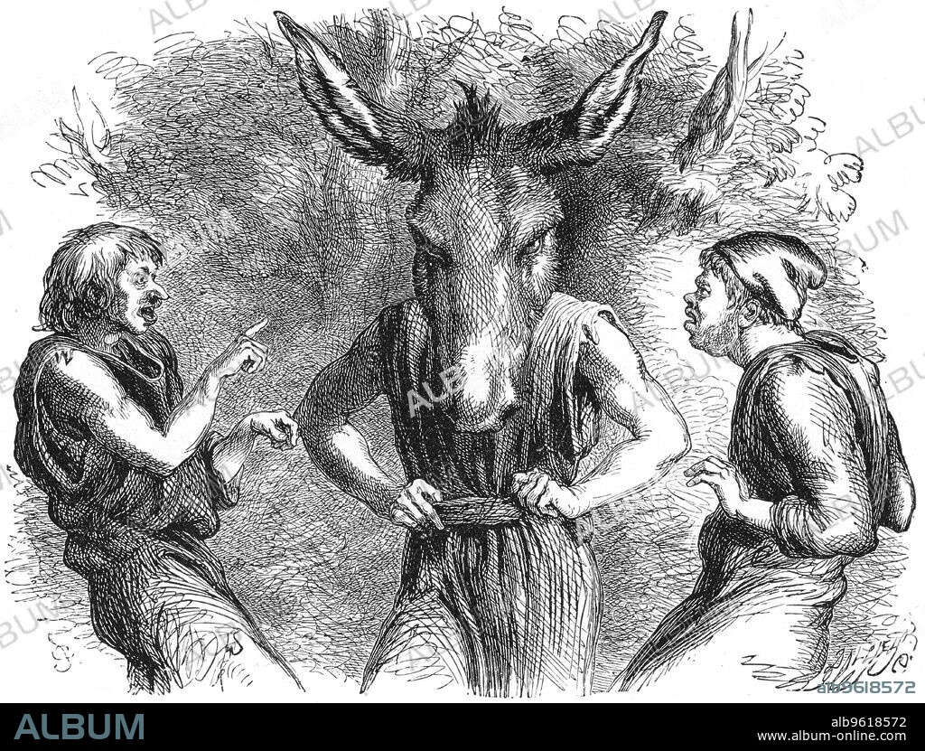 Scene from Shakespeare's A Midsummer Night's Dream. 'O Bottom, thou art changed'; Snout and Quince see Bottom wearing the ass's head for the first time.