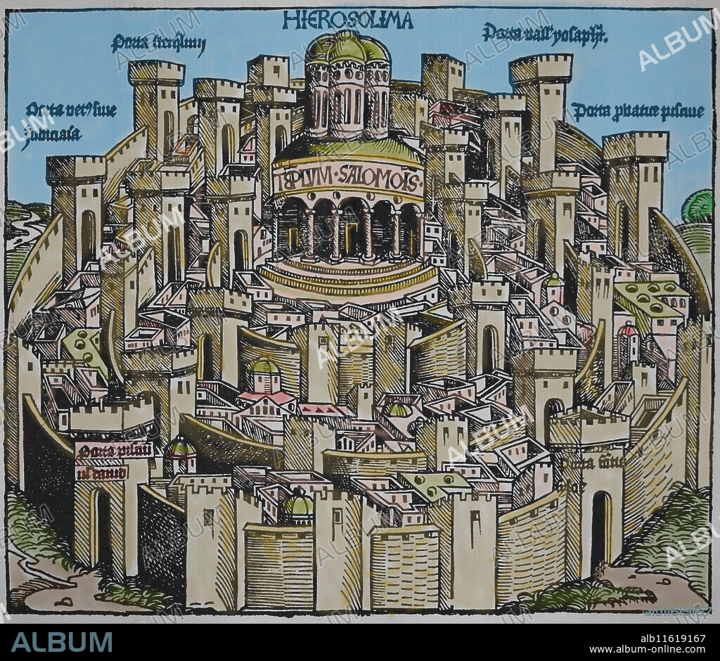 Middle Ages. Holy Land. Jerusalem (Hierosolima). The Nuremberg Chronicles. 15th century.