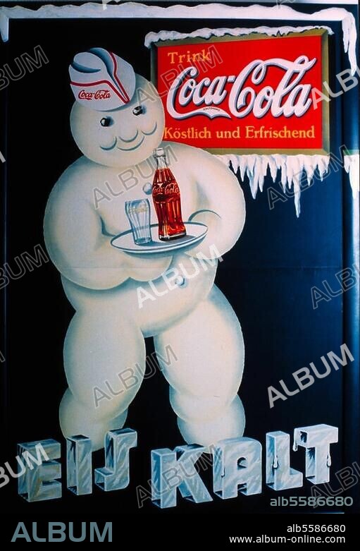 Nahrungs- und Genußmittel / Limonade:. Coca-Cola. - "Trink Coca-Cola. Köstlich und Erfrischend." -Plakat, 1938, aus einer Folge "Coca-Cola in den vier Jahreszeiten".