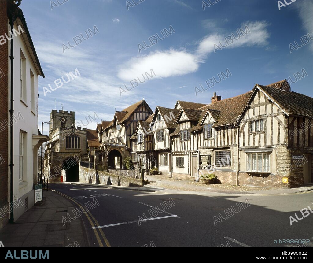 Lord Leycester Hospital, High Street, Warwick, Warwickshire, c1990-2010. Exterior view of the timber framed buildings from the North East looking towards St James's Chantry Chapel. A retirement home for ex-Servicemen in Warwick, England, built for Robert Dudley, 1st Earl of Leicester in 1571 and a Grade I listed building.