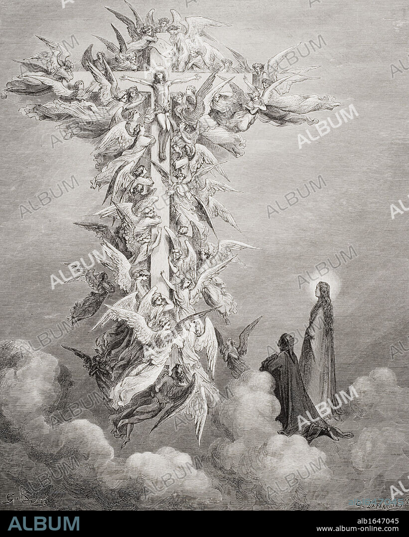 Illustration for Paradiso by Dante Alighieri Canto XIV lines 96 and 97 by Gustave Dore 1832-1883 French artist and illustrator.