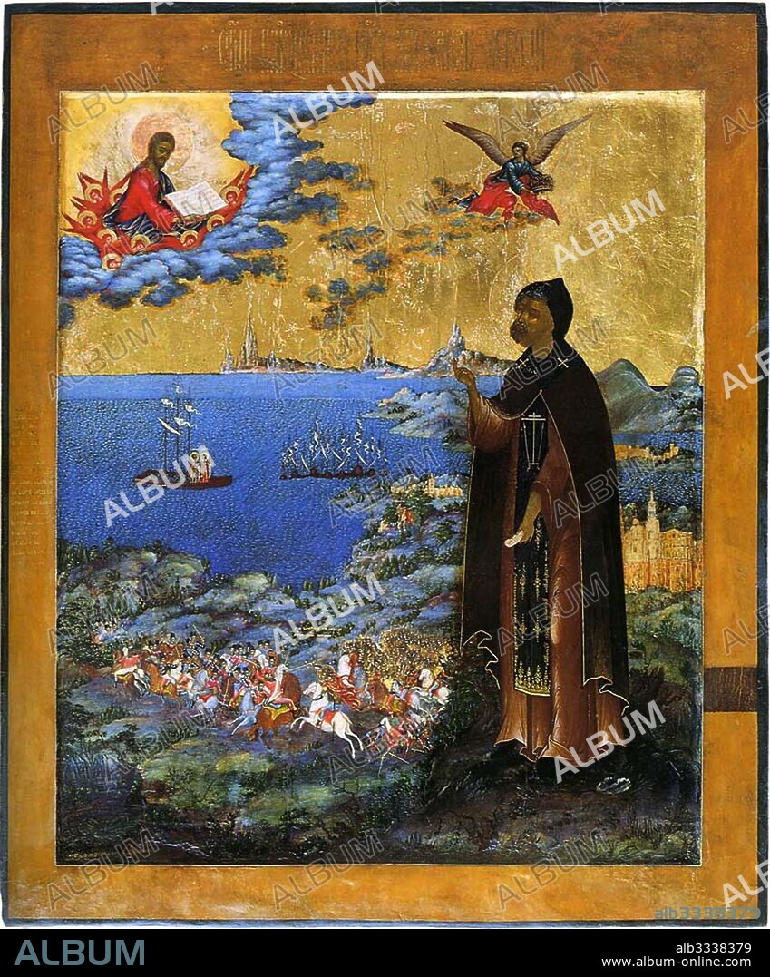 RUSSIAN ICON. Saint Alexander Nevsky with Scenes from His Life.