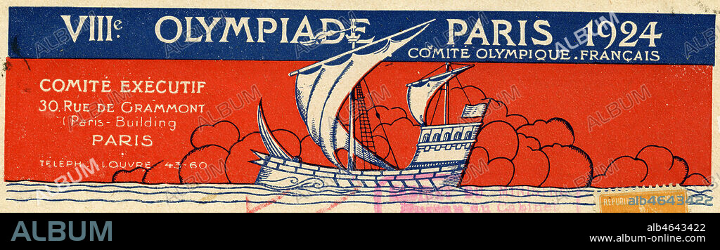 'VIIIe olympiade, Paris 1924'. Bandereau publicitaire. Credit : Collection IM/KHARBINE-TAPABOR.